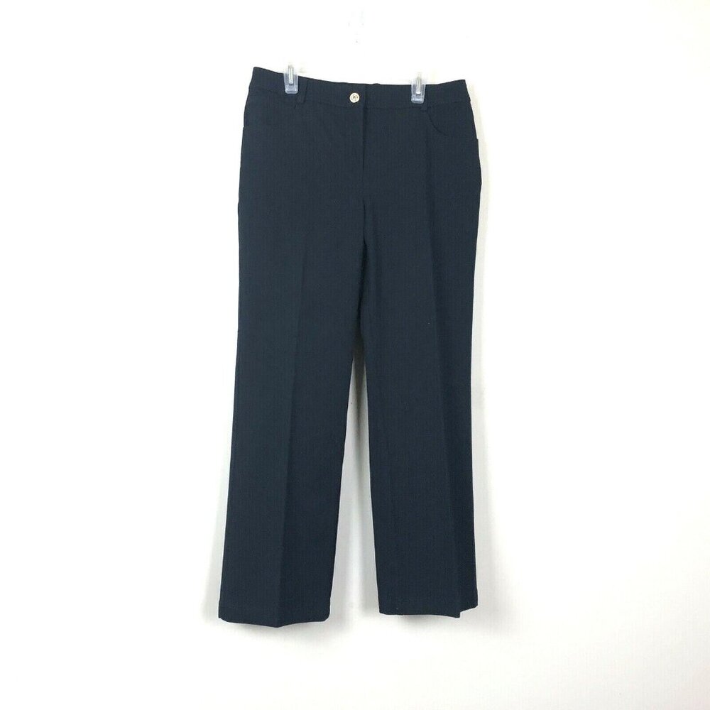 St John Collections 4 Dress Pants Black Creased Slacks Business Straight Leg
